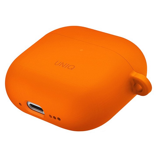 Чехол Airpods 4 Uniq NEXO Liquid silicone +carabin +Sports ear hooks Volt, оранжевый