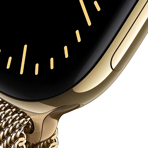 Apple Watch Series 12, 46 мм, корпус из титана, сияющее золото, Titanium Milanese Loop золото 