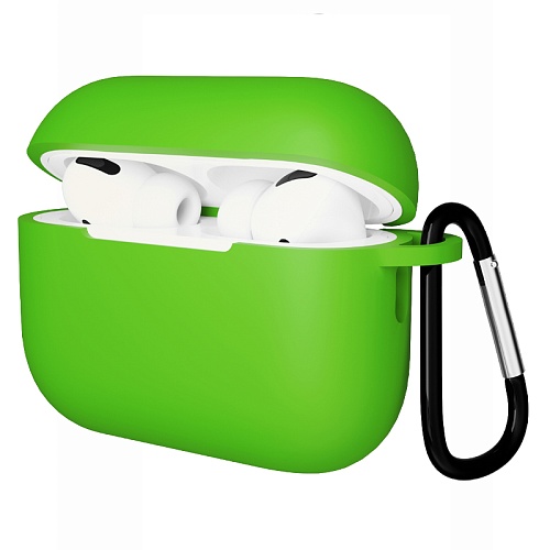 Чехол Для AirPods Pro 3 Gurdini Soft Touch С Карабином, зеленый