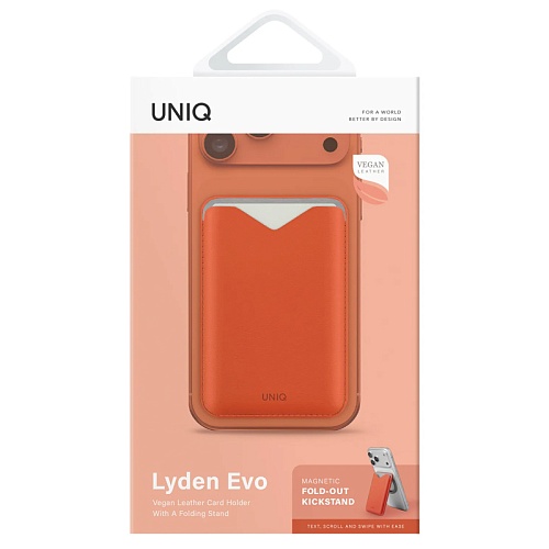 Картхолдер Uniq Lyden EVO Magnetic cardholder with Stand, оранжевый