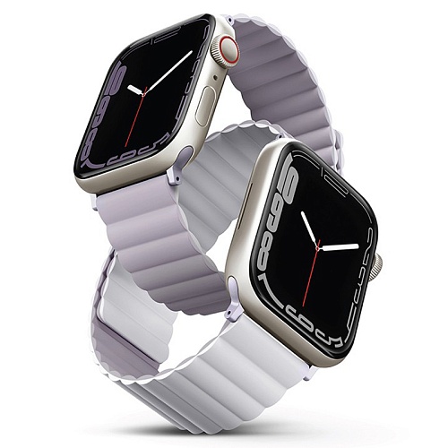 Ремешок Apple Watch 49/46/44mm Uniq Revix reversible Magnetic, фиолетовый/белый