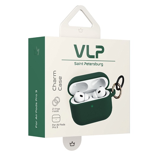 Чехол Для AirPods Pro 3 VLP Charm Case Силиконовый, темно-зеленый
