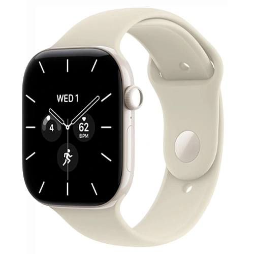 Apple Watch Series 12, 46 мм, корпус керамический жемчужно-белый, Sport Band белый