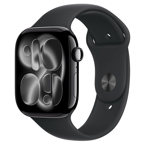 Apple Watch Series 11, 46 мм, алюминий черный оникс, спортивный ремешок черный