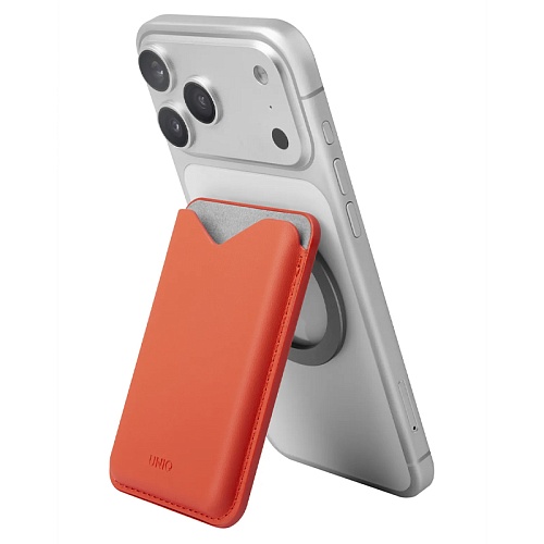 Картхолдер Uniq Lyden EVO Magnetic cardholder with Stand, оранжевый