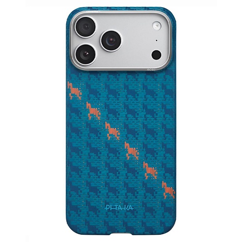 Чехол iPhone 17 Pro Max Pitaka Ultra-Slim Case Happiness Rides, голубой