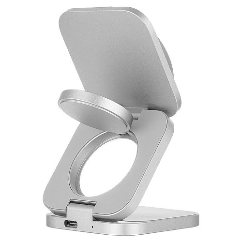 Беспроводная Зарядная Станция uBear Balance Slim, 3в1, Qi2.2, MagSafe, серебристый