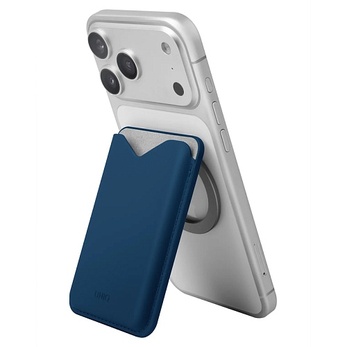Картхолдер Uniq Lyden EVO Magnetic cardholder with Stand, темно-синий