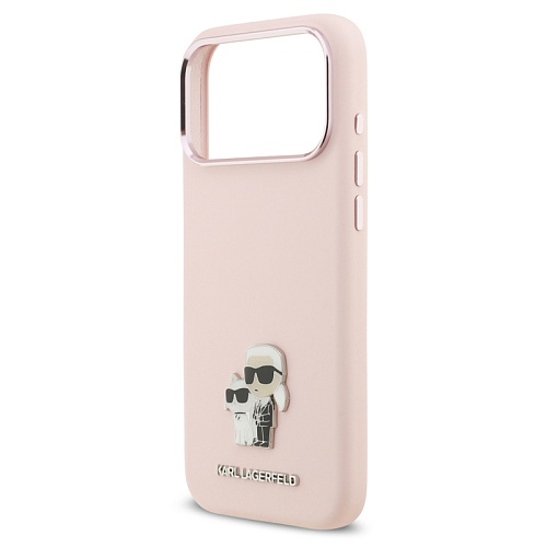 Чехол iPhone 17 Pro Max Lagerfeld Liquid silicone NFT Karl & Choup Metal, розовый