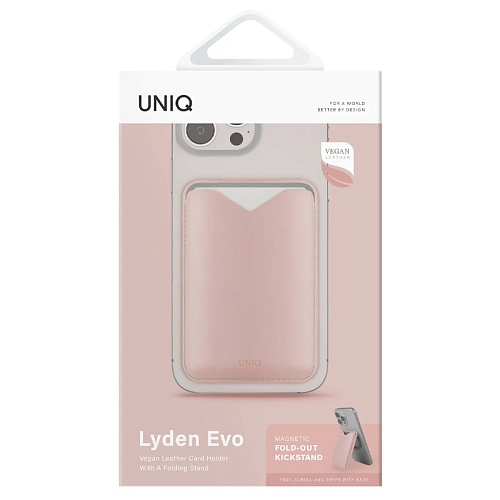 Картхолдер Uniq Lyden EVO Magnetic cardholder with Stand, розовый