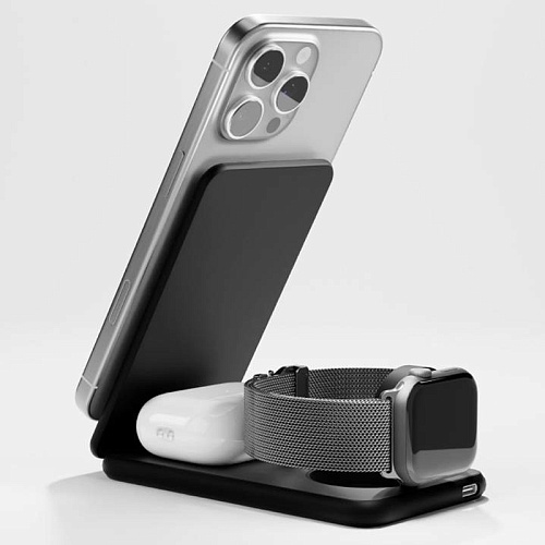 Беспроводная Зарядная Станция vlp Alum Power Pro (3В1), черный титан