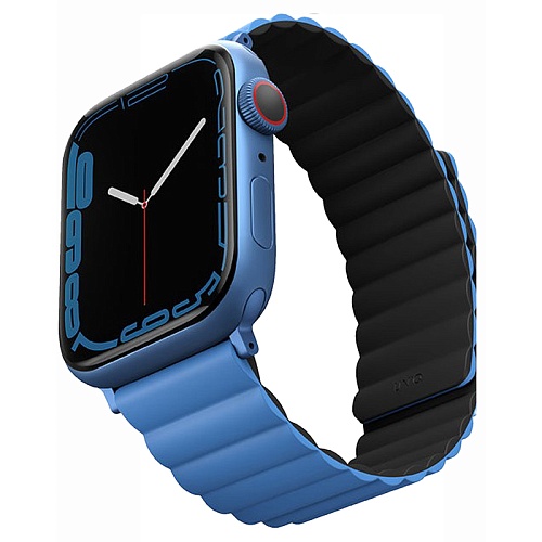 Ремешок Apple Watch 49/46/44mm Uniq Revix reversible Magnetic, синий/черный