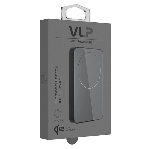 Внешний Аккумулятор vlp Diamond Energy MagSafe, Qi2, 10000 mAh, USB-C, черный титан