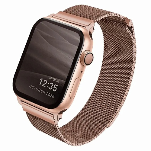 Ремешок Apple Watch 41/40/38mm Uniq Dante Strap Mesh Steel, розовое золото