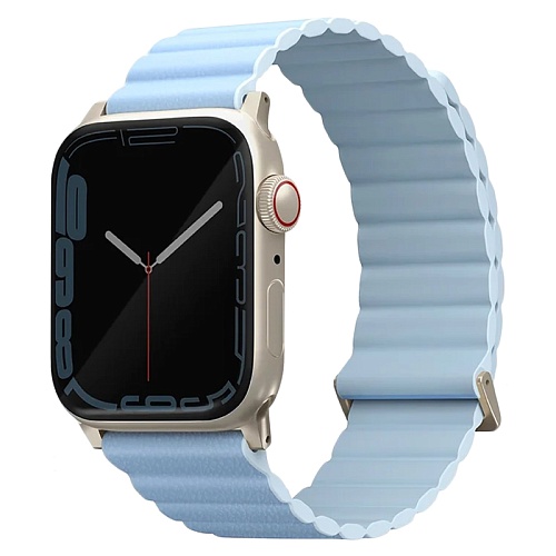 Ремешок Apple Watch 42/41/40 Uniq Revix Premium Ed. Leather/Silicone, белый/голубой