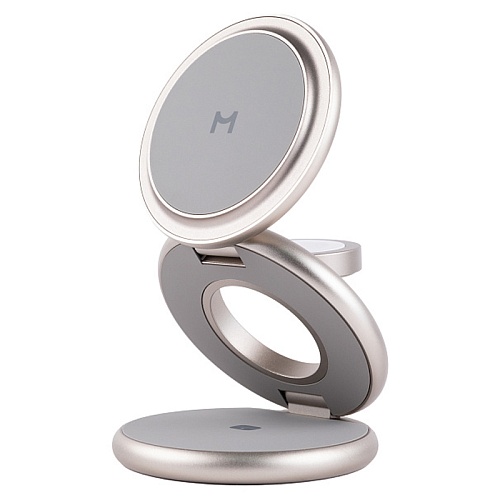 Беспроводное зарядное устройство Magssory Disc Signature Edition 3в1, с MagSafe, титановый
